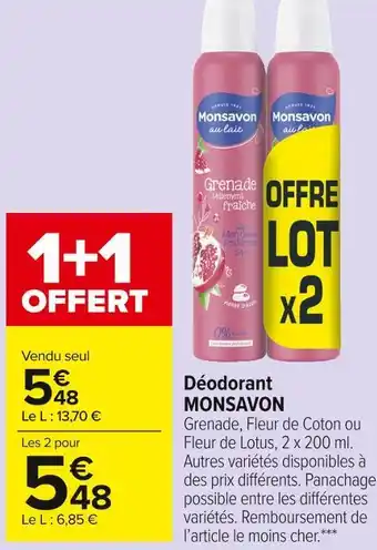 Carrefour Market Monsavon déodorant offre