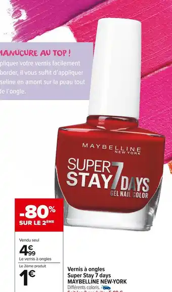 Carrefour Market Maybelline new-york vernis à ongles super stay 7 days offre