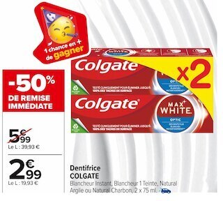 Carrefour Market Colgate dentifrice offre