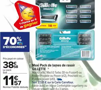 Carrefour Market Gillette maxi pack de lames de rasoir offre