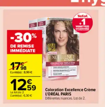Carrefour Market Coloration Excellence Crème L'Oréal Paris offre