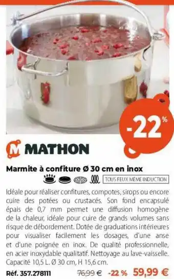 Mathon Mathon marmite à confiture en inox offre