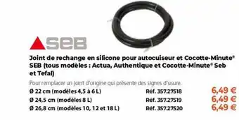 Mathon Seb joit de rechange en silicone pour autocuiseur et cocotte-minute seb (tous modèles : actua, authentique et tefal) offre