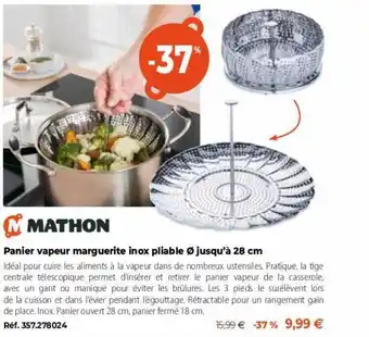 Mathon Mathon panier vapeur marguerite inox pliable offre