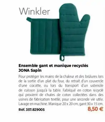 Mathon Winkler ensemble gant et manique recyclés jona sapin offre