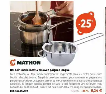 Mathon Mathon bol bain-marie inox avec poignée longue offre