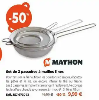 Mathon Set de 3 passoires à mailles fines offre