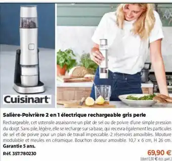 Cuisinart saliÚre-poivriÚre 2en1 électrique rechargeable gris perle