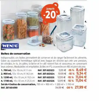 Mathon Wenko boîtes de conservation offre