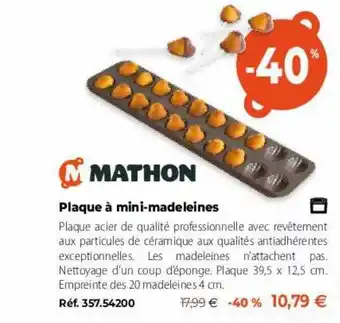 Mathon Plaque à mini-madeleines offre