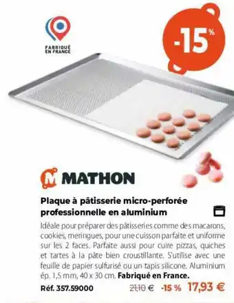 Mathon Plaque à pâtisserie micro-perforée professionnelle en aluminium offre