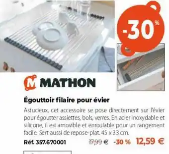 Mathon Égouttoir filaire pour évier offre