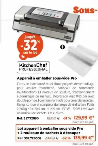 Mathon Kitchenchef professional appareil à emballer sous-vide pro offre