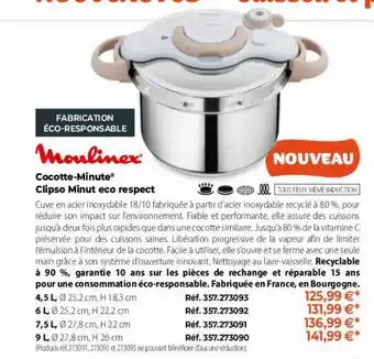Mathon Moulinex cocotte-minute clipso minut eco respect offre