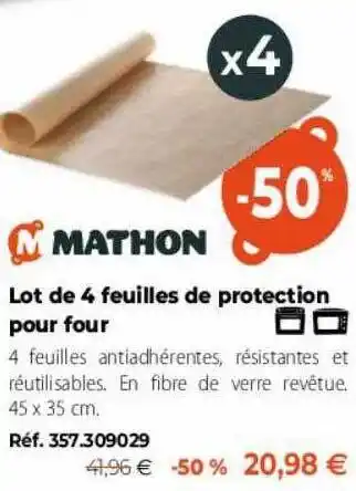 Lot de 4 feuilles de protection pour four