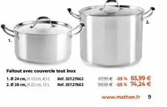 Faitout avec couvercle tout inox