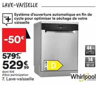 BUT Lave-vaisselle whirlpool offre