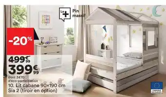 BUT Lit cabane 90 x 190 cm sia 2 (tiroir en option) offre