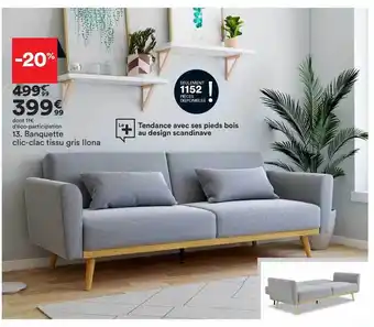 BUT Banquette clic-clac tissu gris ilona offre