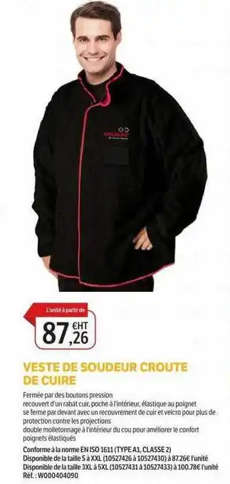 DomPro Veste de soudeur croûte de cuire offre