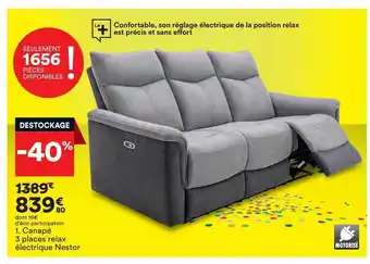 BUT Canapé 3 places relax électrique nestor offre