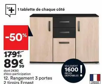 BUT Rangement 3 portes 2 tiroirs ernest offre