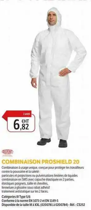 DomPro Combinaison proshield 20 offre