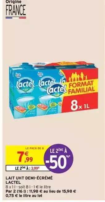 Intermarché Hyper Lait uht demi-écrémé lactel offre