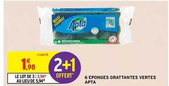 Intermarché Hyper 6 éponges grattantes vertes apta offre