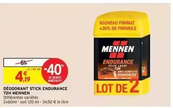 Intermarché Hyper Déodorant stick endurance 72h mennen offre