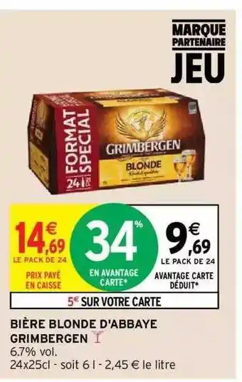 Intermarché Hyper Bière blonde d'abbaye grimbergen offre