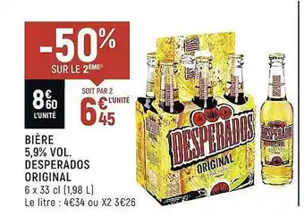 Spar Bière 5,9% vol. desperados original offre