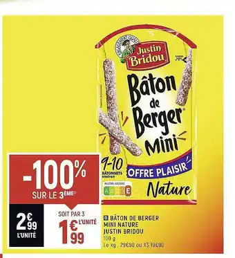 Bâton de berger mini nature justin bridou