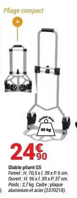 Bricorama Diable pliant gs offre