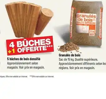 Bricorama 5 bûches de bois densifié, granulés de bois offre