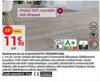 Revêtement de sol vinyle blacktex tasmania 096l