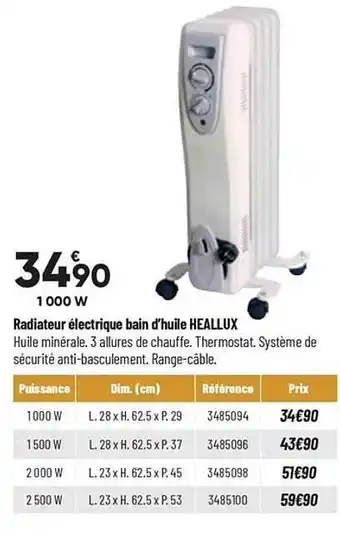 Bricorama Radiateur électrique bain d'huile heallux offre