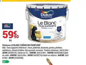Bricorama Peinture le blanc crème de peinture dulux offre