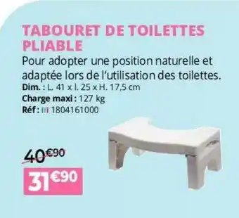 Distri Club Médical Tabouret de toilettes pliable offre
