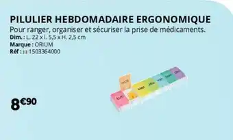 Pilulier hebdomadaire ergonomique