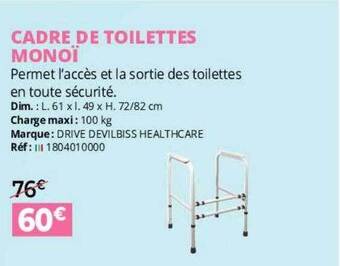 Distri Club Médical Cadre de toilettes monoï offre