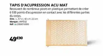 Distri Club Médical Tapis d'acupression acu mat arpège offre