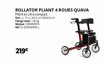 Distri Club Médical Rollator pliant 4 roues quava offre