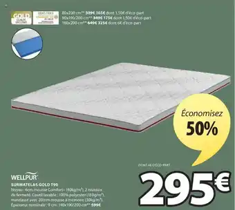 JYSK Surmatelas gold t90 wellpur offre