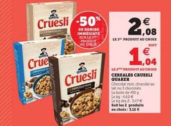 Hyper U Céréales cruesli quaker offre