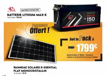 Narbonne accessoires Batterie lithium max-e, panneau solaire essential flat monocristallin offre