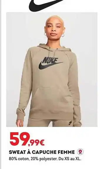 Sport 2000 Sweat à capuche femme nike offre