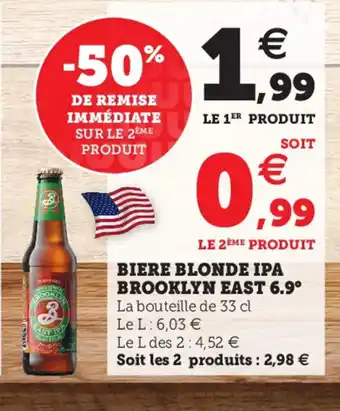 Super U Biere Blonde Ipa Brooklyn East 6.9 offre