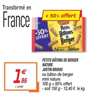 Netto Petits Bâtons De Berger Nature Justin Bridou offre