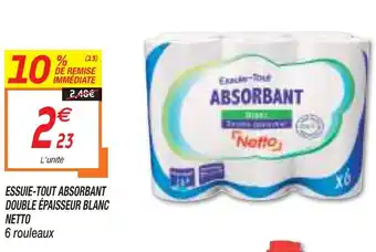 Netto ESSUIE-TOUT ABSORBANT DOUBLE éPAISSEUR BLANC NETTO offre